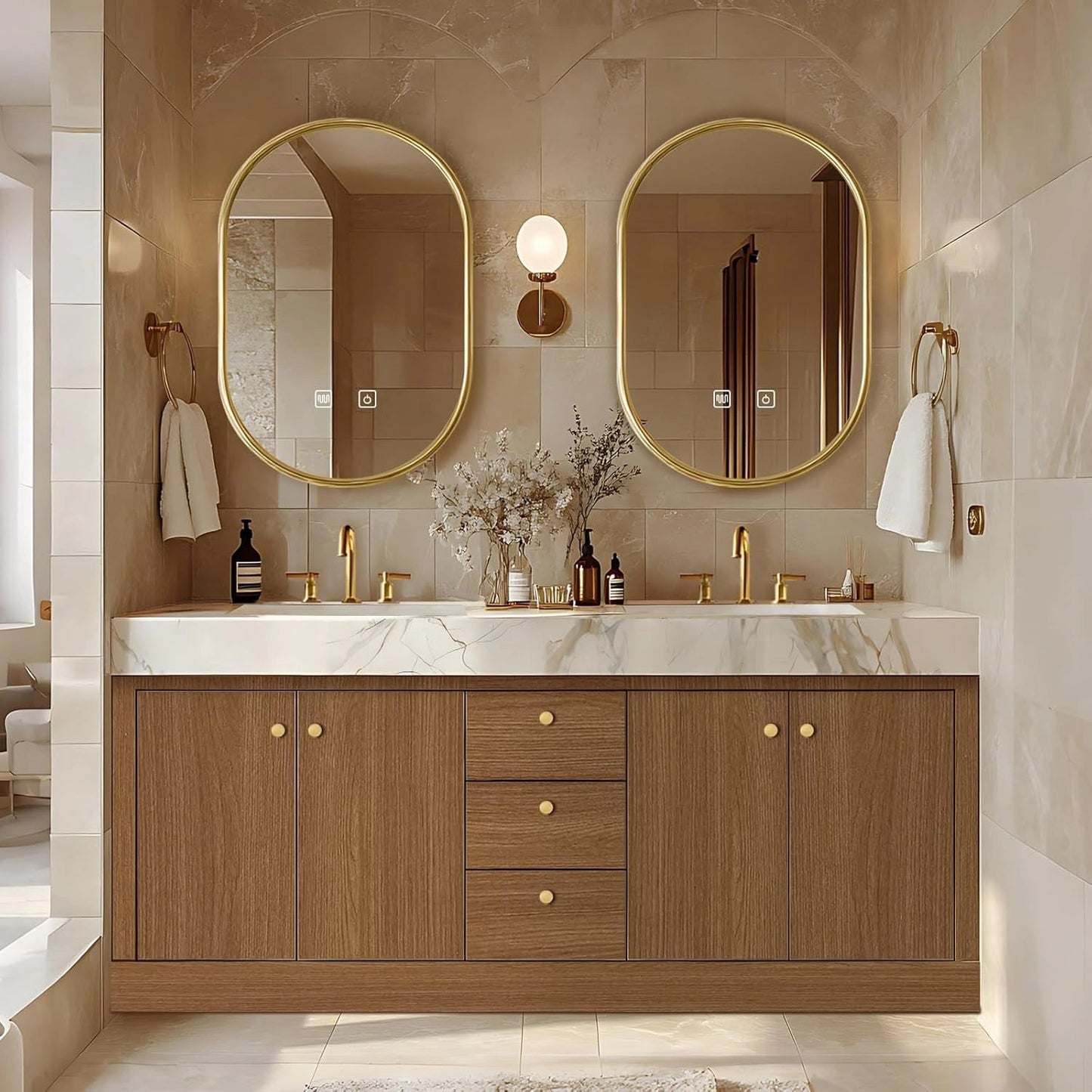 68” - 96” Modern Bathroom Vanity Includes Solid Wood Storage Cabinet
