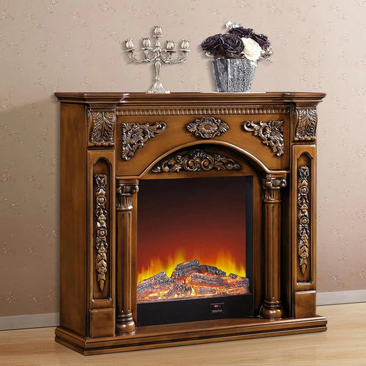 Aihm-Lon Vintage Electric Fireplace Includes Brown Vintage Double Columns 47”