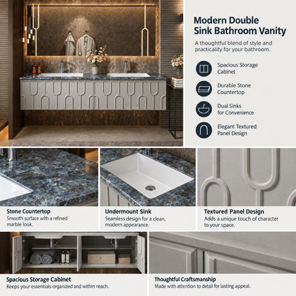 Double Sink Bathroom Vanity with Textured Cabinet Door