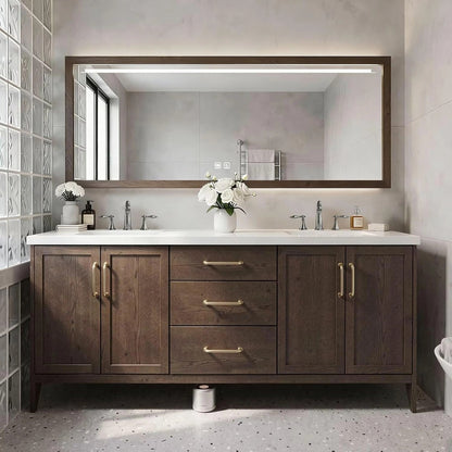 80"84 " Bathroom Vanities with Double Sink (Floor Mount Wood Texture Cabinet