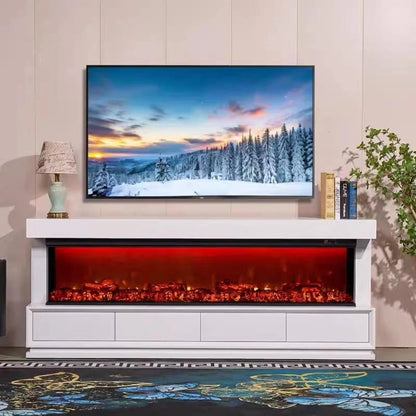 Aihm-Lon Simple Electric Fireplace with Three-Sided Faux Flame 79”