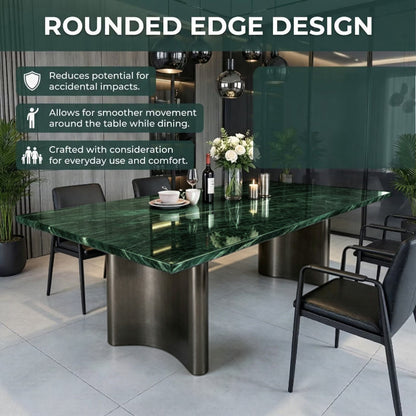 56" Luxury Dinning Table for 4-6 People (Polished Green Slate Countertop)