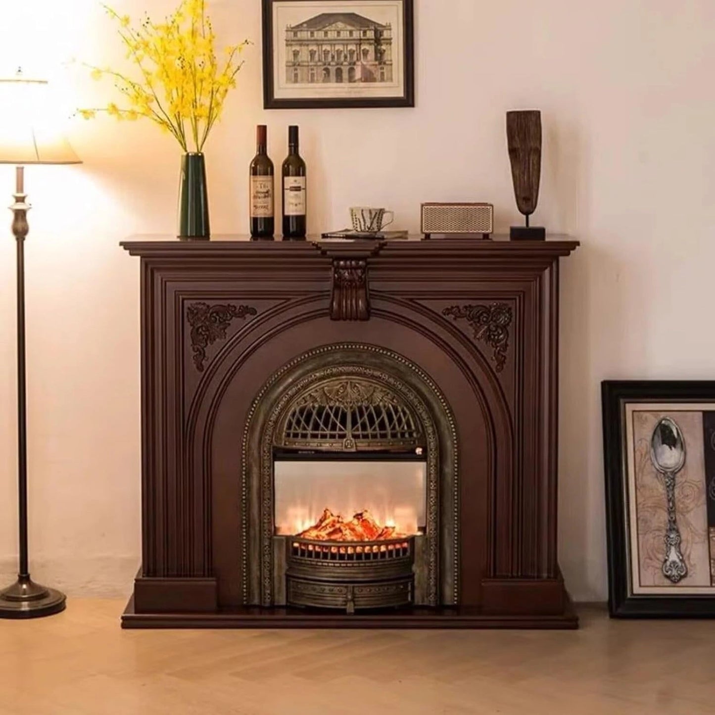 Aihm-Lon Indoor Electric Fireplace with Decorative Real Flame Insert 43”-59”