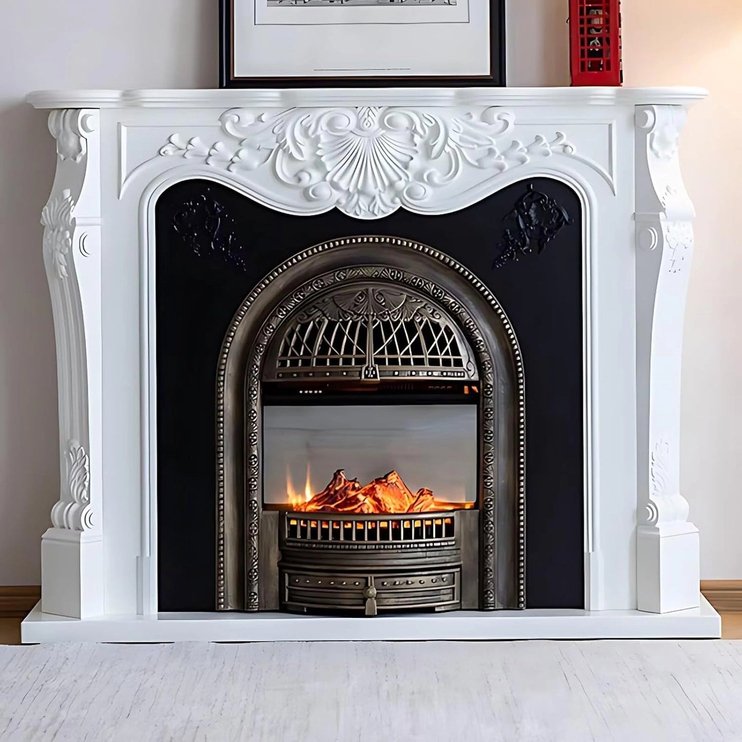 Aihm-Lon Elegant Electric Fireplace Includes Curved Design Lines 43”-59”