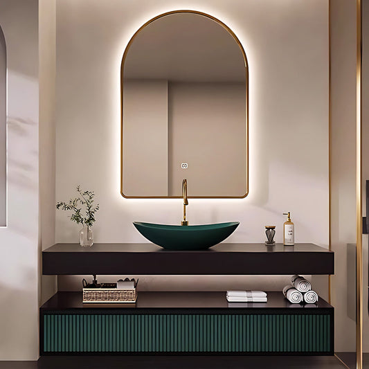 36"- 68" Modern Mounted Bathroom Vanity Set with Single Green Sink And Oval Mirror