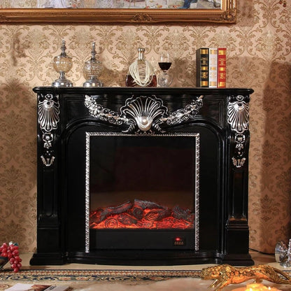 Aihm-Lon Vintage Electric Fireplace Includes Silver Outline Design 47”