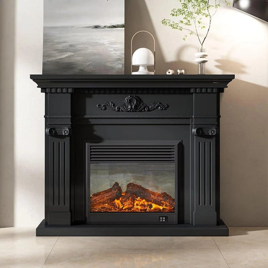 Aihm-Lon Freestanding Electric Fireplace Includes Black Modern Carvings 47” - 71”