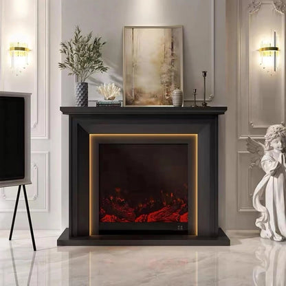 Aihm-Lon Black Electric Fireplace with Spacious Smooth Mantel 47”-59”