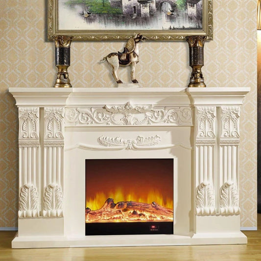 Aihm-Lon White Electric Fireplace with Decorative Real Flame Inserts 73”