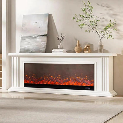 Aihm-Lon Electric Fireplace White Indoor Chimenea TV Stand 79”