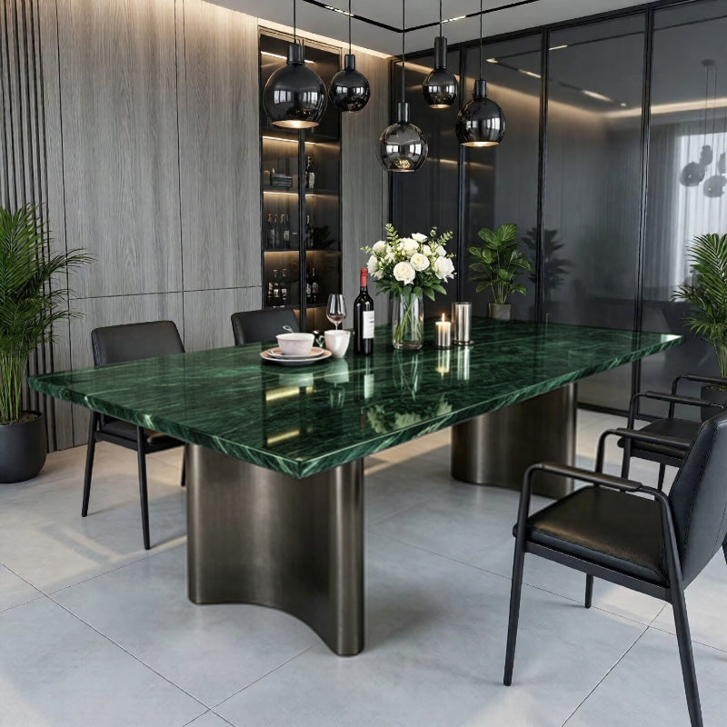 56" Luxury Dinning Table for 4-6 People (Polished Green Slate Countertop)