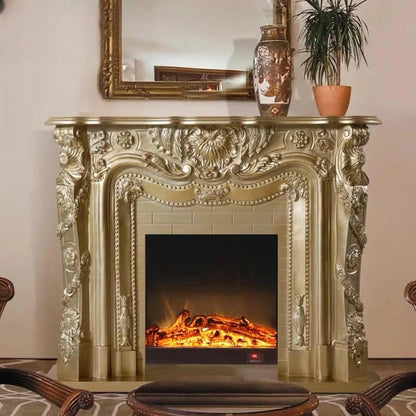 Aihm-Lon Exquisite Electric Fireplace Gold Luxury Countertop Archway 59”