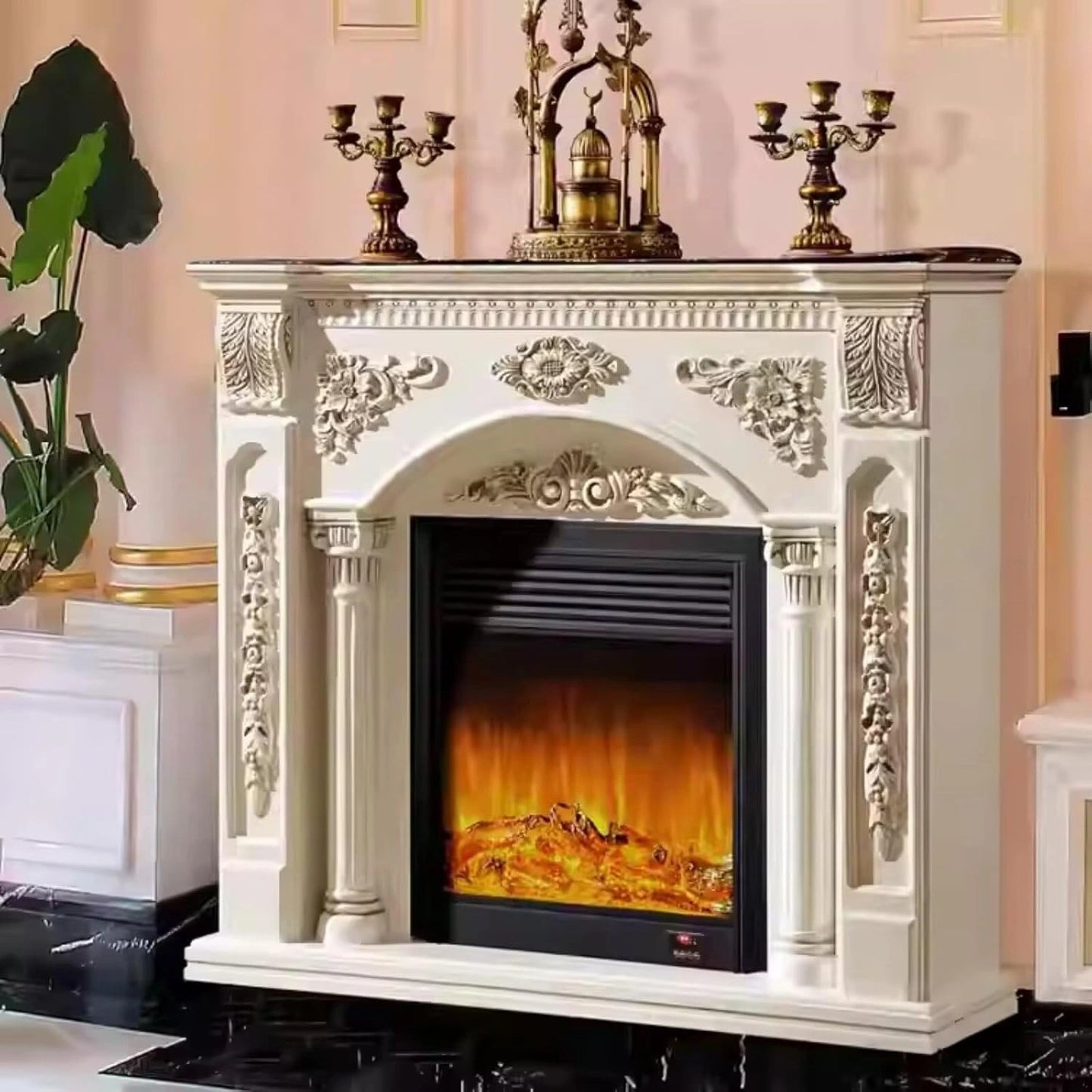 Aihm-Lon Exquisite Electric Fireplace with Simulated Flame & Smart Heating 47”