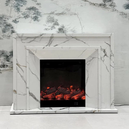 Aihm-Lon Tall Electric Fireplace Includes Traditional 3D Floral Carving 47”