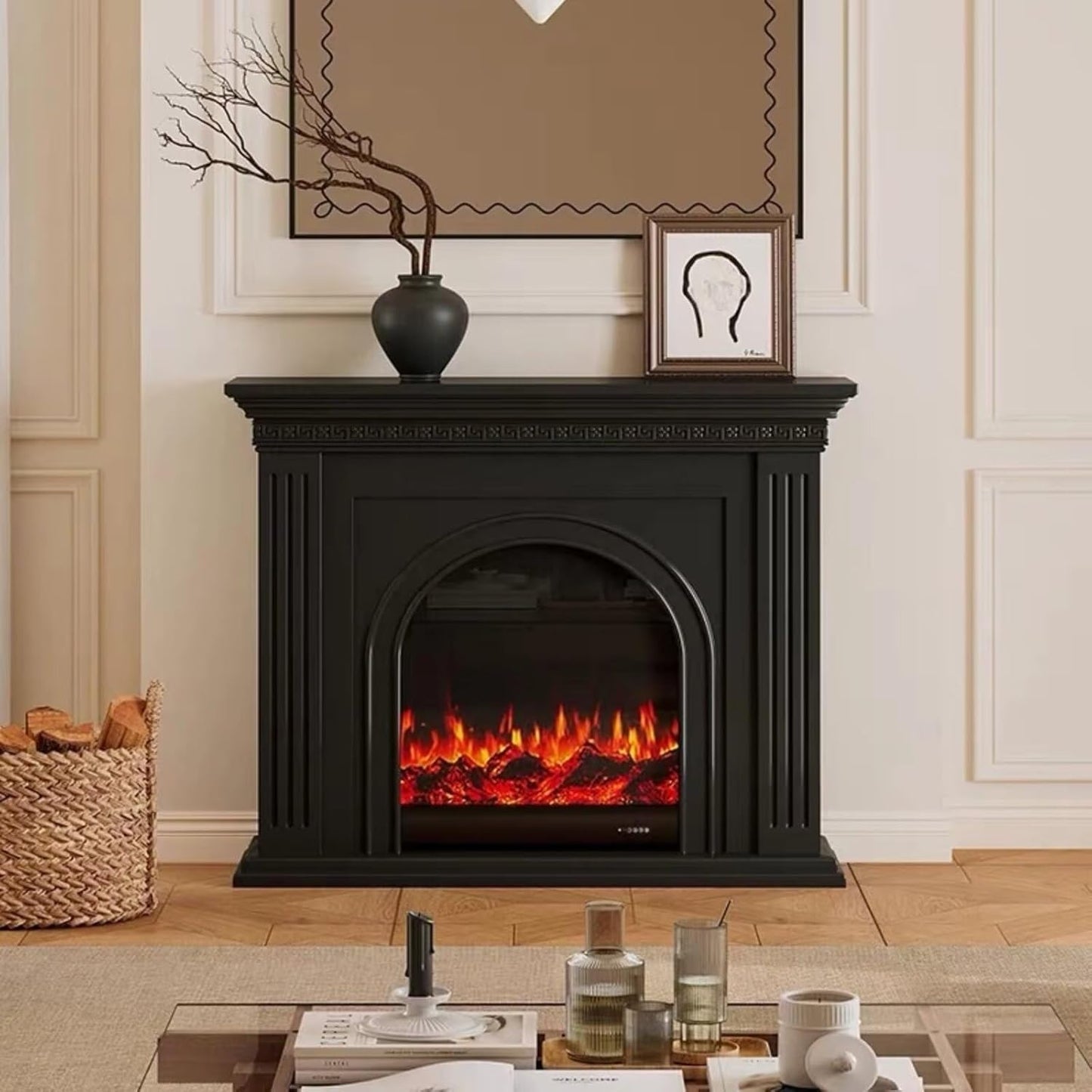 Aihm-Lon Freestanding Electric Fireplace Black Archway 47”-59”