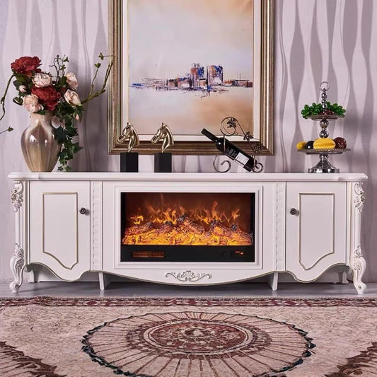 Aihm-Lon White Electric Fireplace Includes Gold-Traced 71”