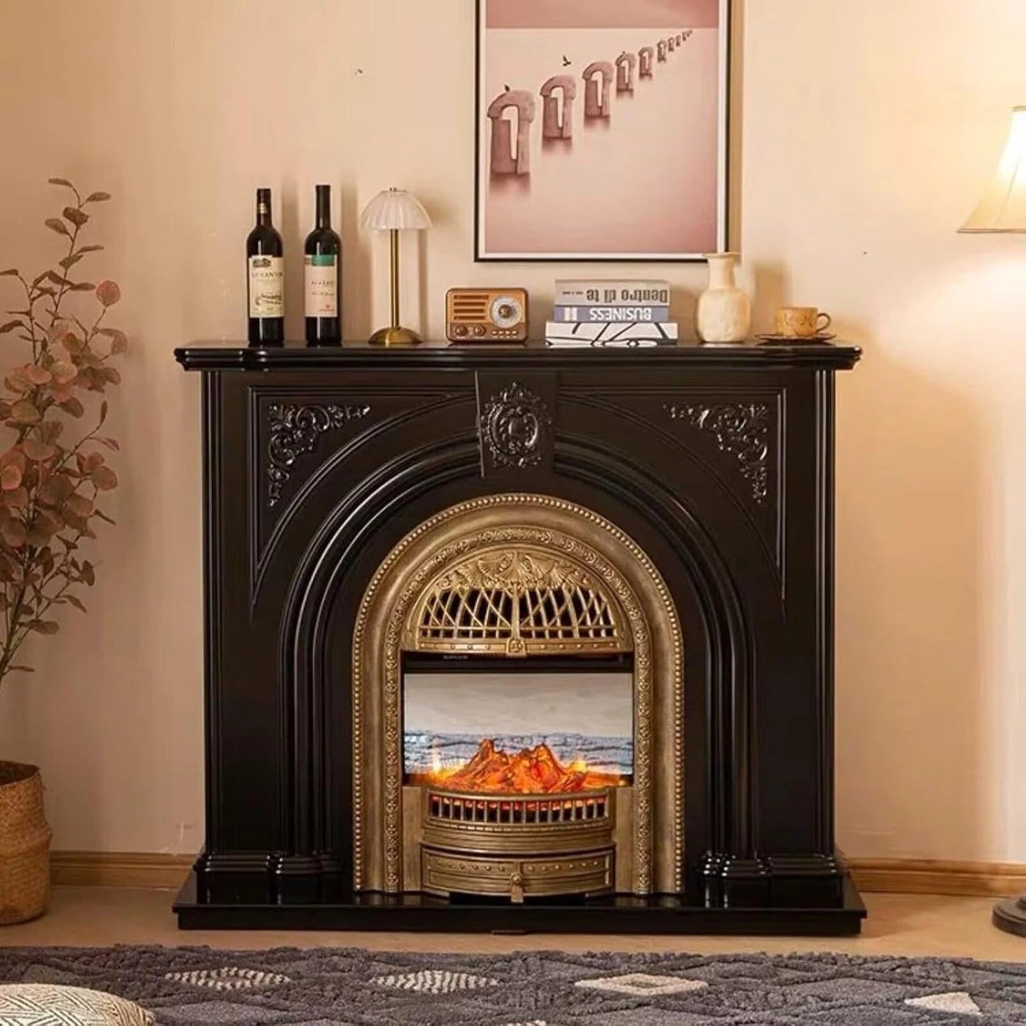 Aihm-Lon Modern Electric Fireplace Includes Arched Birdcage 43”-59”