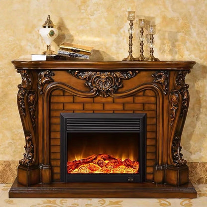 Aihm-Lon Electric Fireplace Brown Faux Chimenea TV Stand 65”