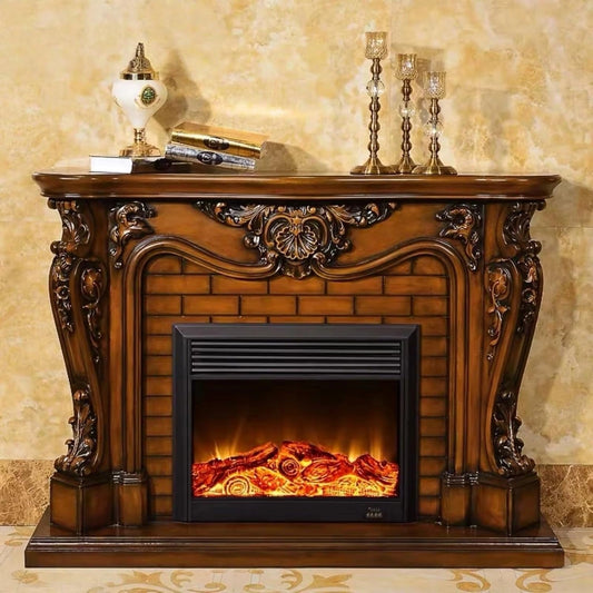 Aihm-Lon Electric Fireplace Brown Faux Chimenea TV Stand 65”
