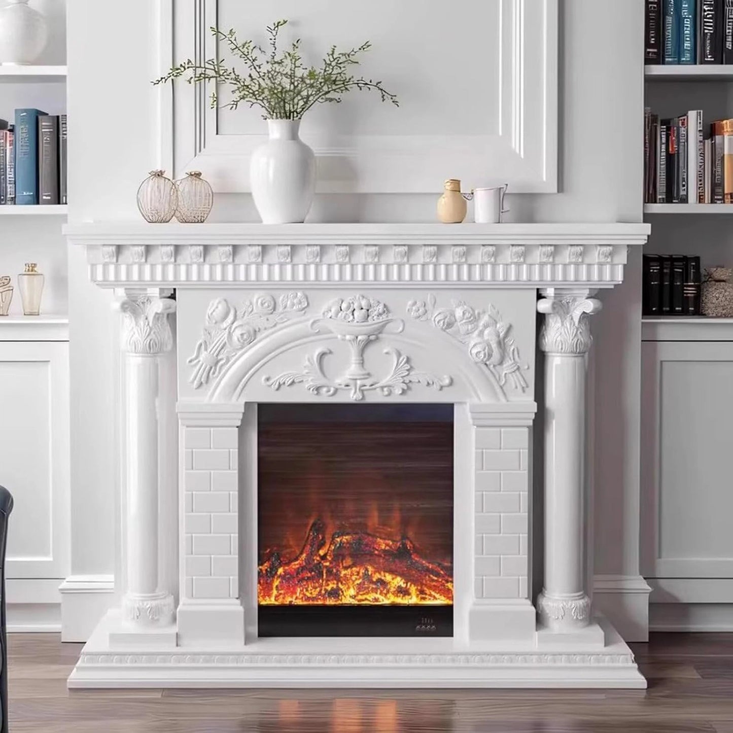 Aihm-Lon Electric Fireplace Heater with Unique Roman Column Design