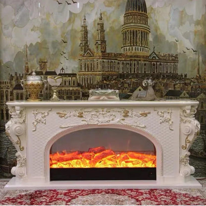 Aihm-Lon Electric Fireplace Includes 3D Texture with White Luxury Arched Frame 71”