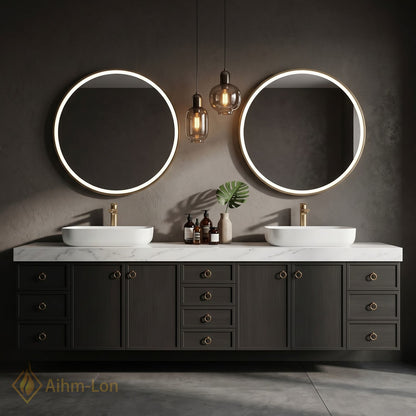 80''-96'' Double Bathroom Vanity with Sink Dark Finish Spacious Drawers Organized Storage
