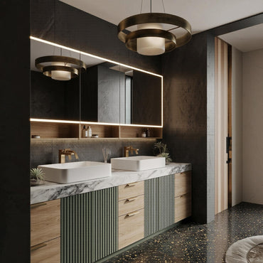 60''-96'' Double Bathroom Vanity with Sink Modern Floating Sage Green Slatted Deep Drawers