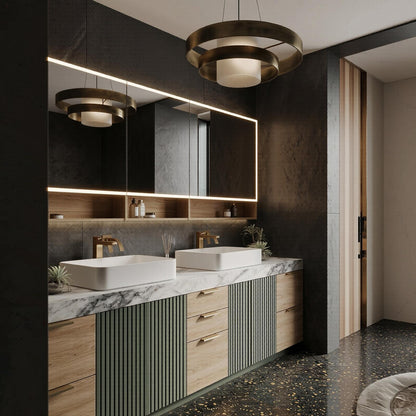 60''-96'' Double Bathroom Vanity with Sink Modern Floating Sage Green Slatted Deep Drawers