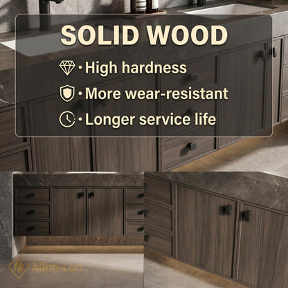 76''-96'' Bathroom Vanity with Sink Floating Double Dark Grey Wood Grain Spacious
