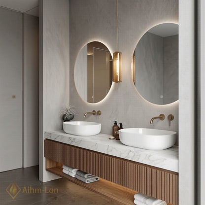 60''-96'' Double Bathroom Vanity with Sink Double Sinks Slatted Wood Panel Shelving
