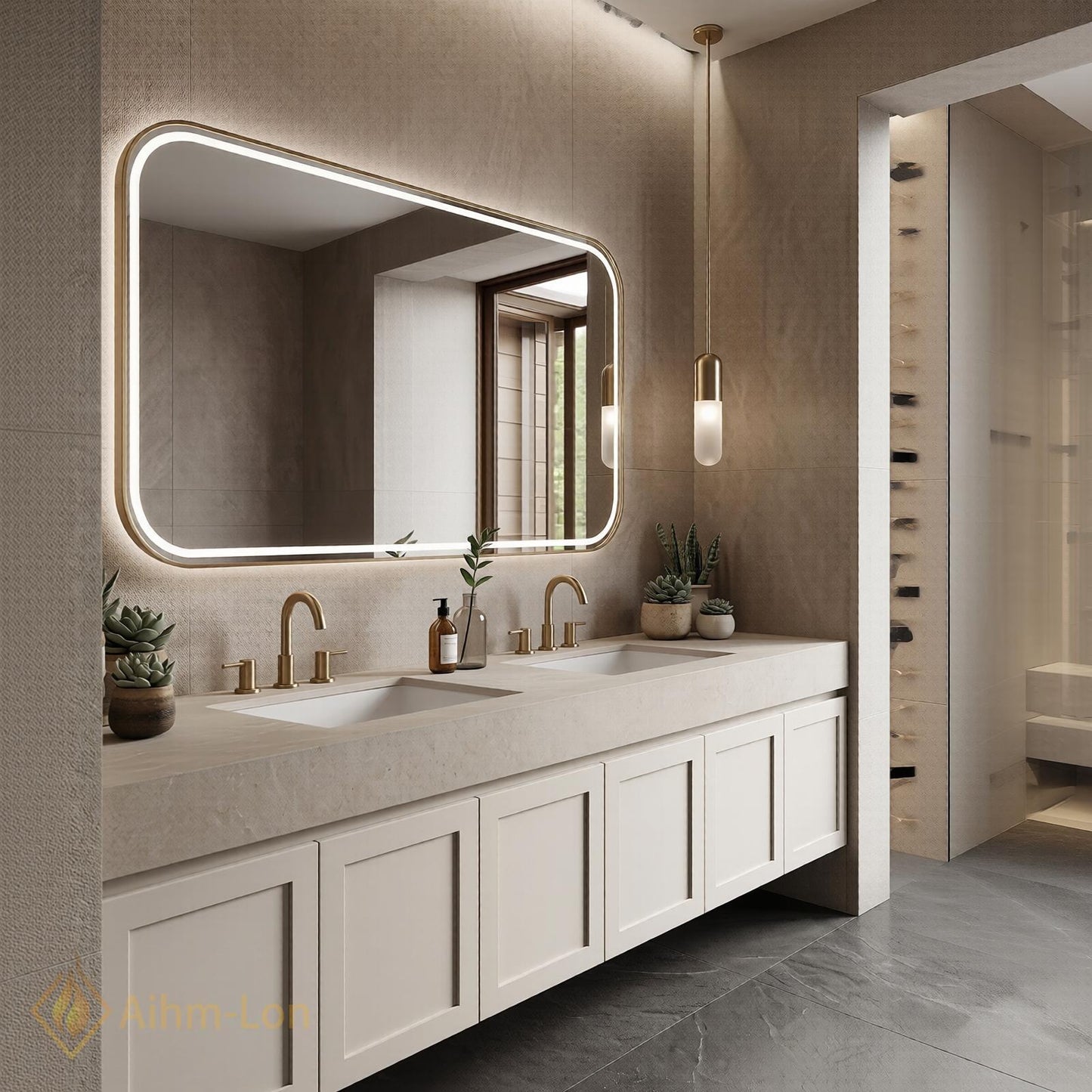 60''-96'' Double Bathroom Vanity with Sink Floating Surface Drawers Modern Elegant Smooth