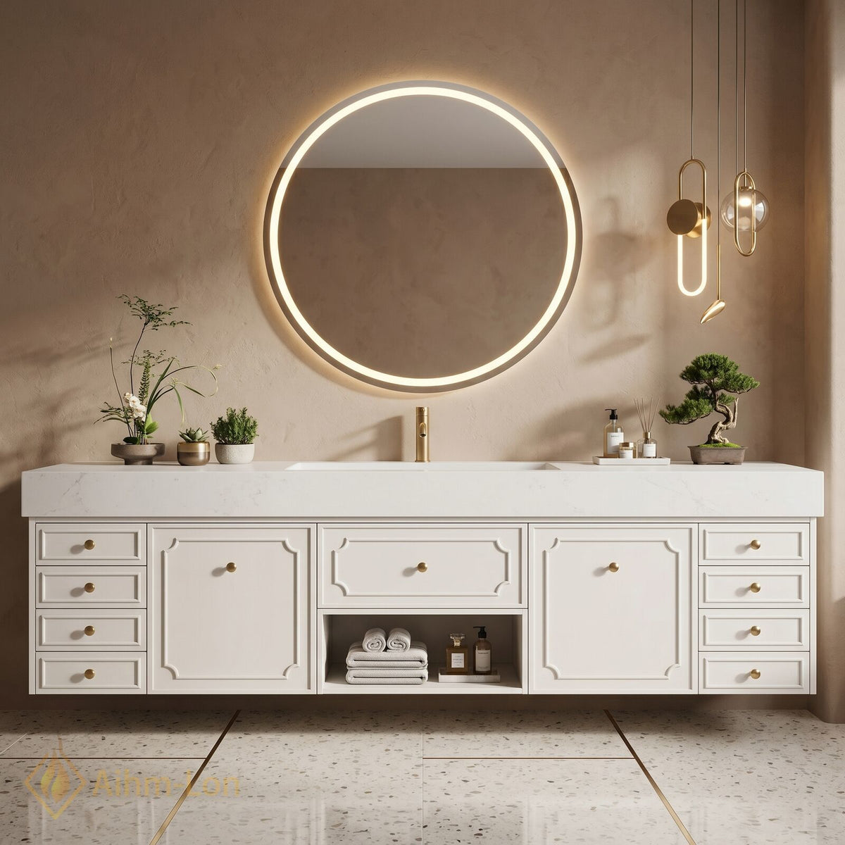 80''-96'' Bathroom Vanity with Sink White Painted Finish Floating Vanity