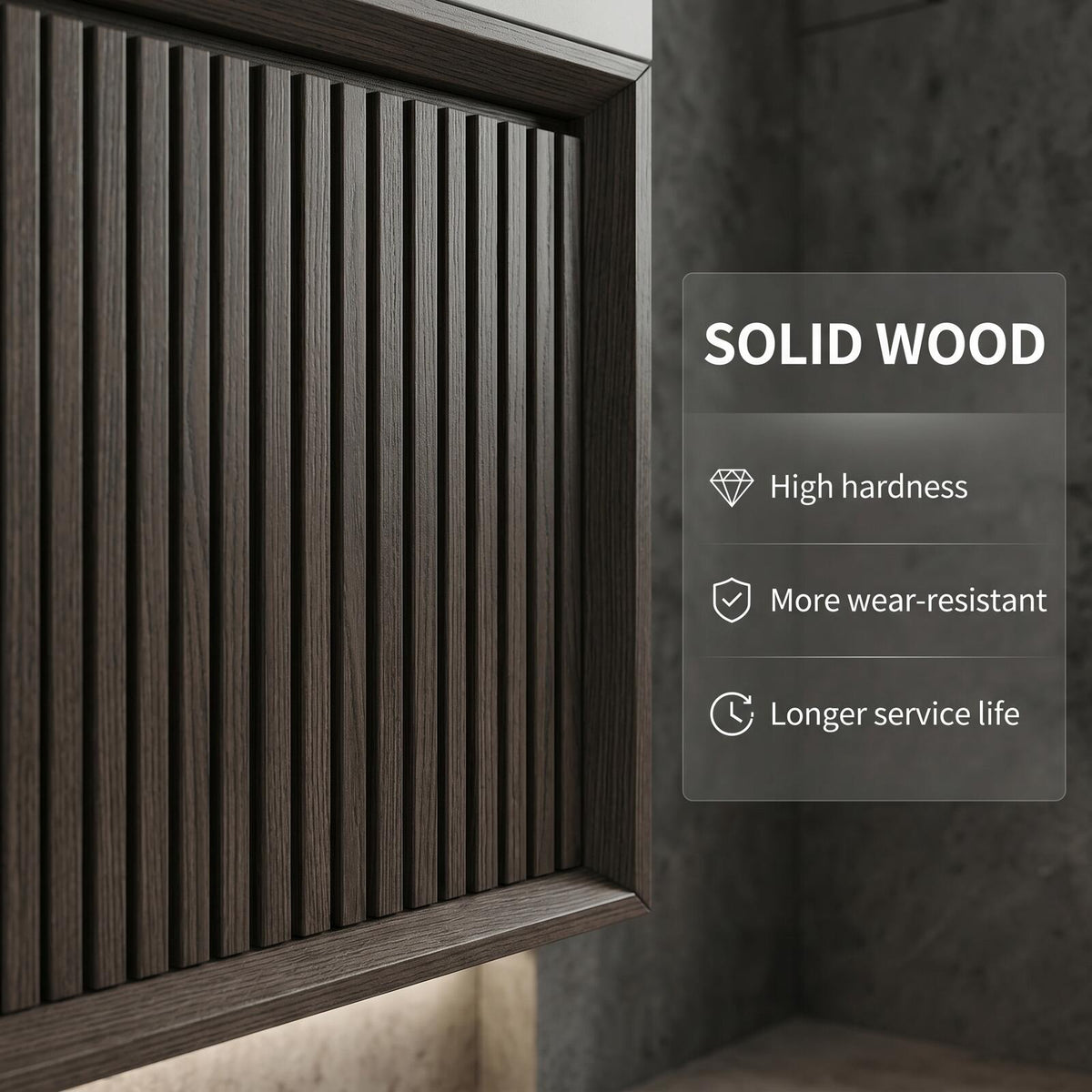 60''-96'' Double Bathroom Vanity with Sink Modern Floating Slatted Front Matte Dark Finish