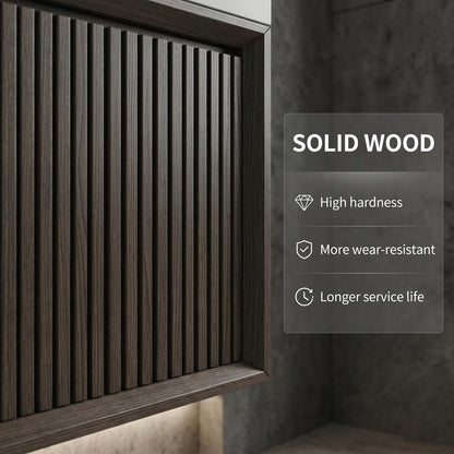 60''-96'' Double Bathroom Vanity with Sink Modern Floating Slatted Front Matte Dark Finish