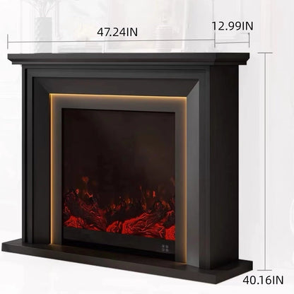Aihm-Lon Black Electric Fireplace with Spacious Smooth Mantel 47”-59”