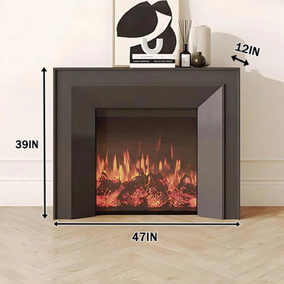 Aihm-Lon Black Electric Fireplace Includes 3D Real Flame Effect 47”-71”