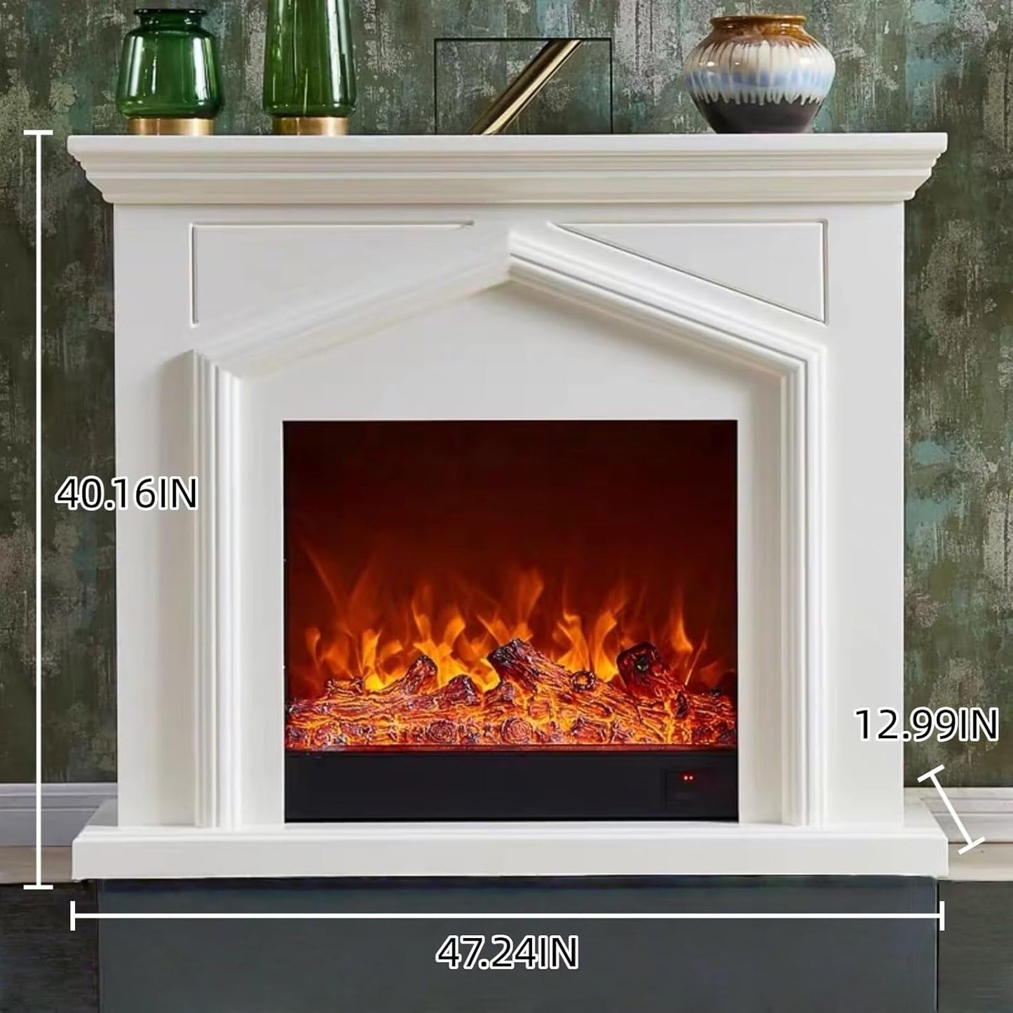 Aihm-Lon Brown Electric Fireplace Roof Shape 47”-59”