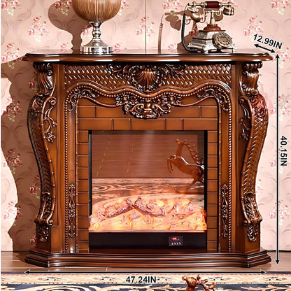 Aihm-Lon Retro Electric Fireplace with Symmetrical Wavy Pattern Border 47”-59”