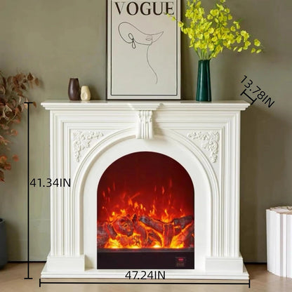 Aihm-Lon Electric Fireplace White Carve Design with Spacious Countertop 43”-51”