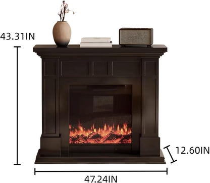 Aihm-Lon Black Electric Fireplace Faux Flame 3D Texture 47”-59”