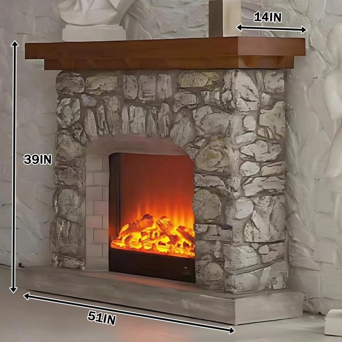 Aihm-Lon Electric Fireplace Includes Decorative Flame Display 51”-59”
