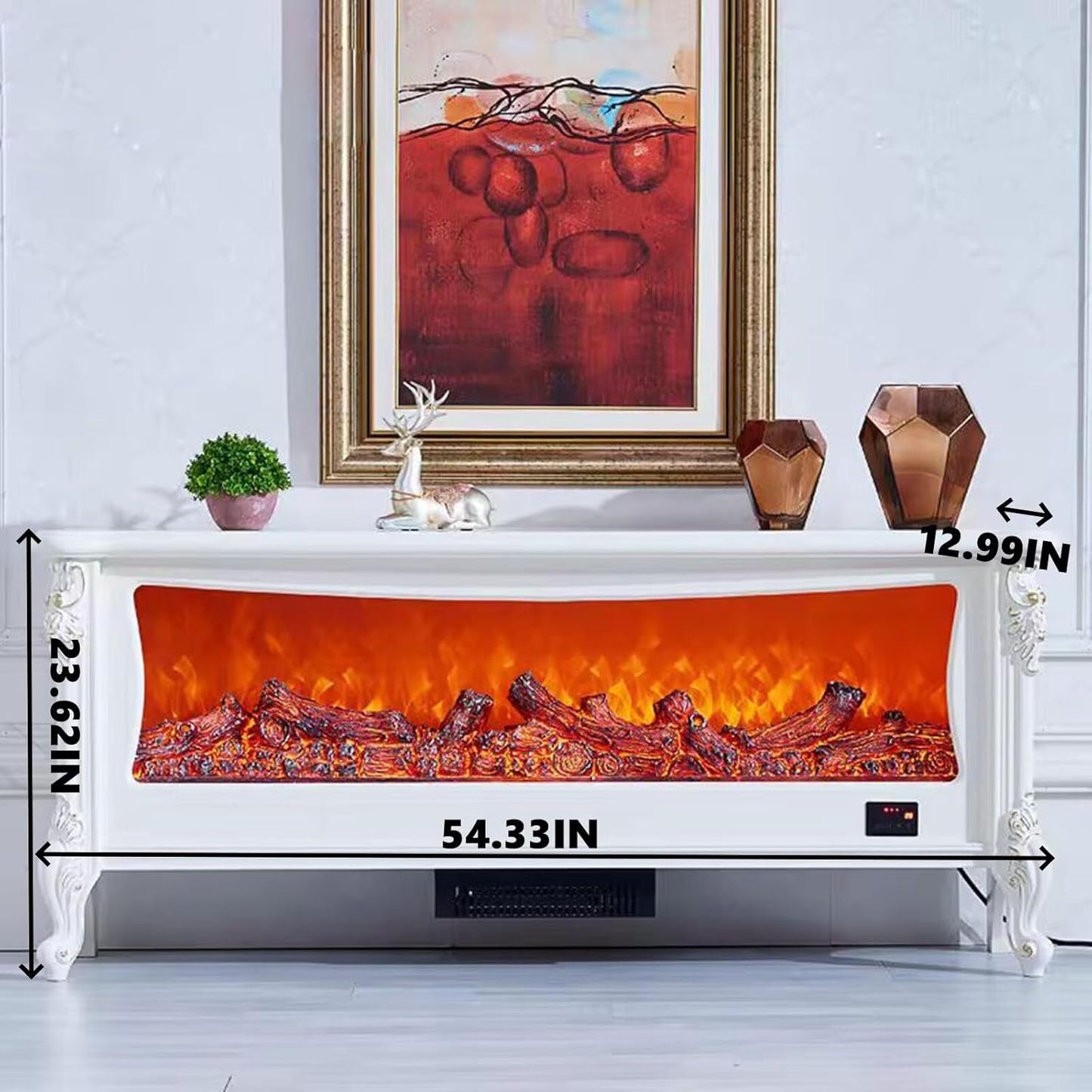 Aihm-Lon White Electric Fireplace with Exquisite Patterns 30”-54”