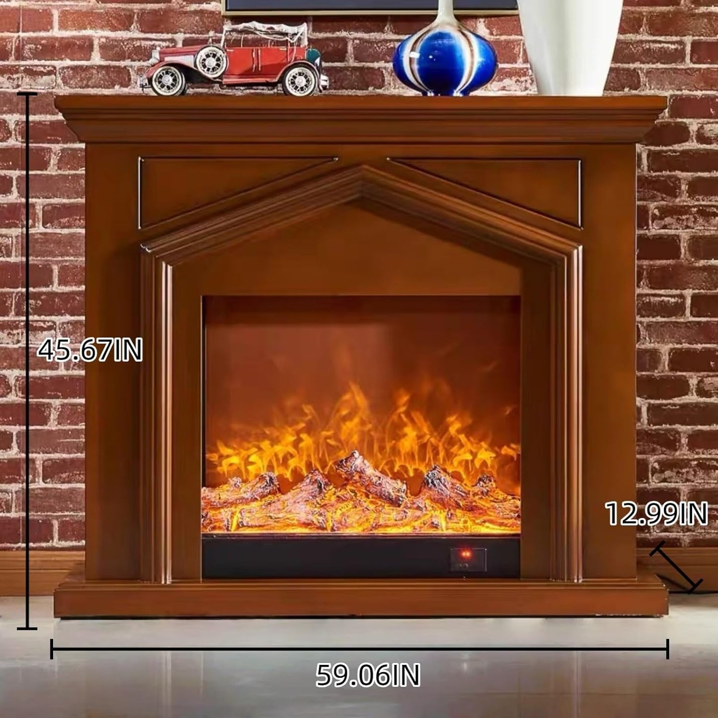 Aihm-Lon Brown Electric Fireplace Roof Shape 47”-59”