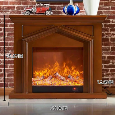 Aihm-Lon Brown Electric Fireplace Roof Shape 47”-59”