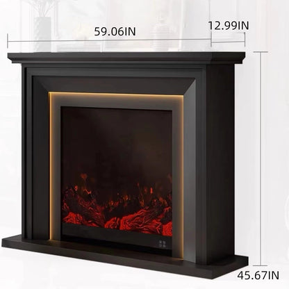 Aihm-Lon Black Electric Fireplace with Spacious Smooth Mantel 47”-59”