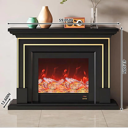 Aihm-Lon Simple Electric Fireplace with Golden line decoration 59”-95”