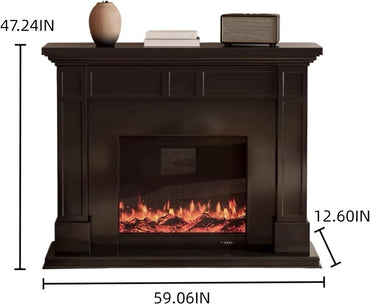 Aihm-Lon Black Electric Fireplace Faux Flame 3D Texture 47”-59”