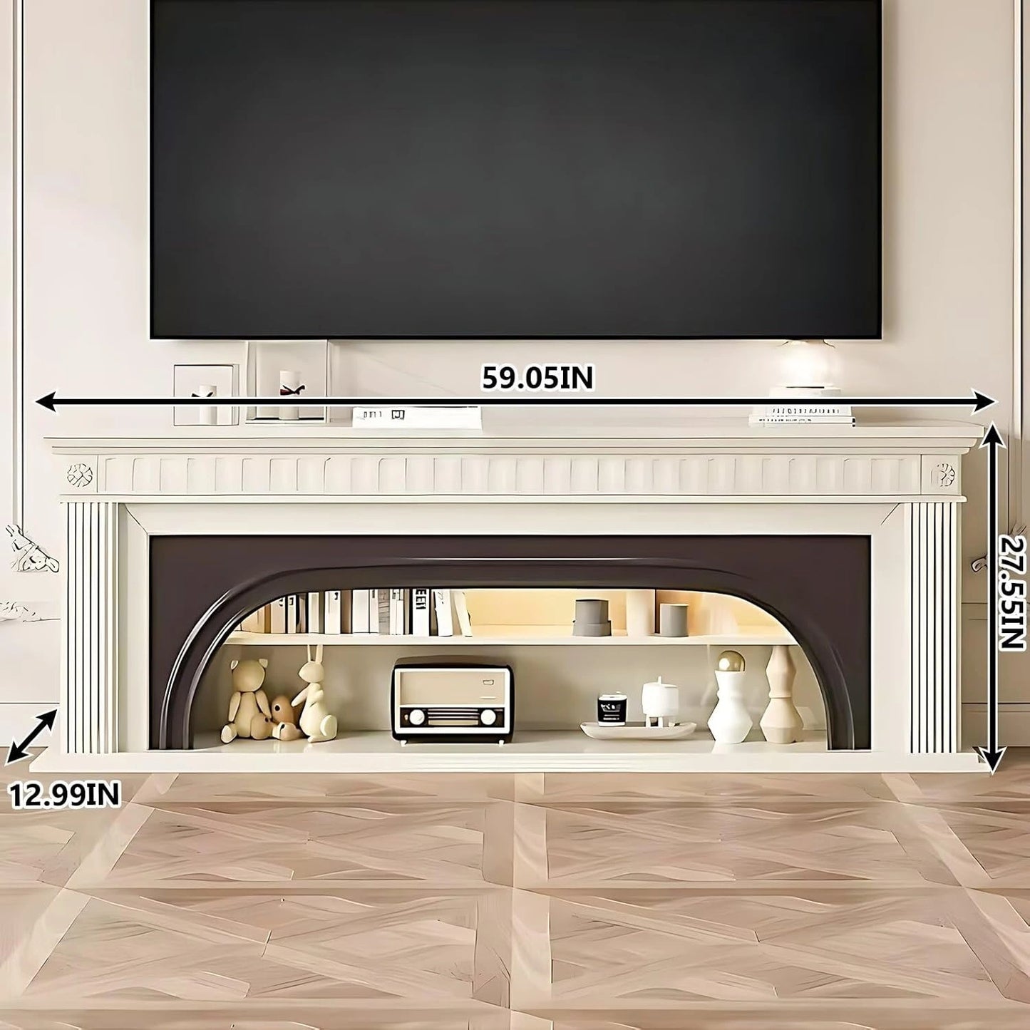Aihm-Lon Freestanding Electric Fireplace Includes Striped Column Design 59”-79”