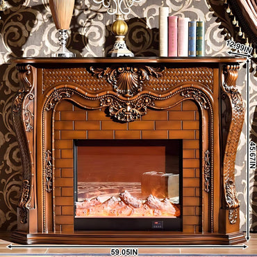 Aihm-Lon Retro Electric Fireplace with Symmetrical Wavy Pattern Border 47”-59”