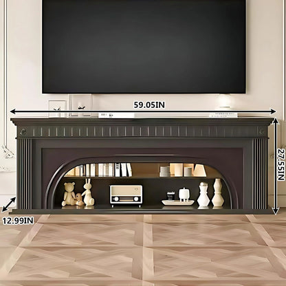 Aihm-Lon Modern Electric Fireplace with Arched Door and Striped Column Design 59”-79”